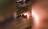 Electric Car Crash, Catches Fire