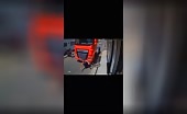 Cyclist Hit by Red Truck