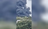Trailer Fire Erupts in Massive Smoke Plume