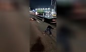 Motorcyclist Crashes into Parked Truck