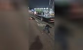 Motorcyclist Crashes into Parked Truck