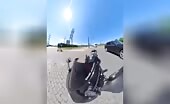 Woman Falls Off Motorcycle