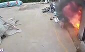 Person Engulfed in Flames After Sudden Fire