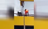 Electrician Shocked on Power Line