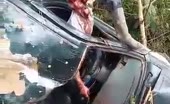 Car Frame Slices Man's Face