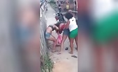 Woman Tackle Attempt Ends With Female Cheap Shot Bash