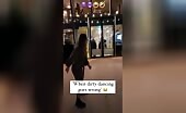 Woman falls while dancing on sidewalk
