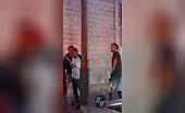 Man knocked out in street fight, police arrive