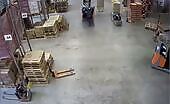 Worker Avoids Being Pancaked by Forklift